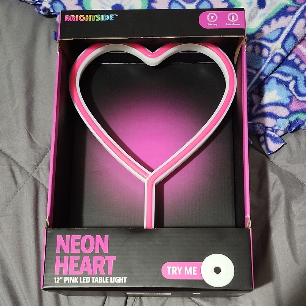 Pink Neon Heart LED Table Light